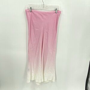 J McLaughlin Pink to White Ombre Maxi Skirt Satin Zipper Womens 10